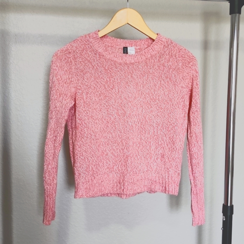 Pink and white sweater top